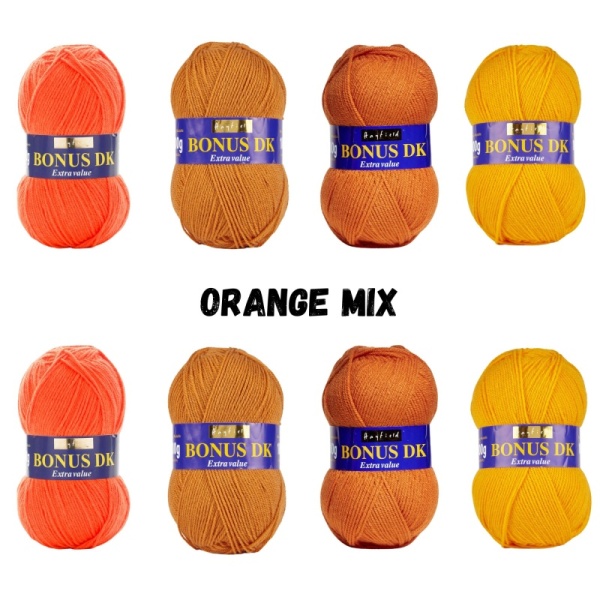 Orange Mix Pack Hayfield Bonus DK Yarn Sirdar 100g - 8 Ball Bundle